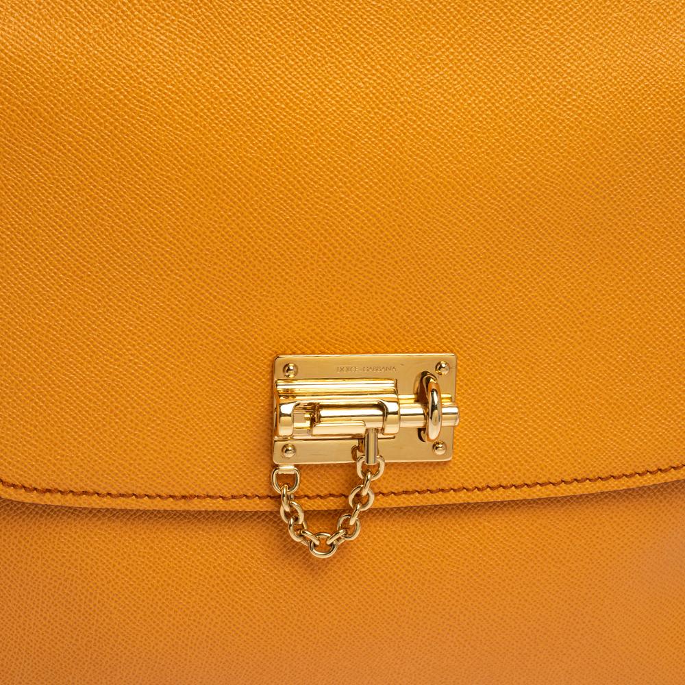Dolce & Gabbana Orange Leather Miss Monica Top Handle Bag 1