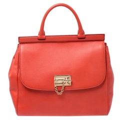 Dolce & Gabbana Orange Leather Miss Monica Top Handle Bag
