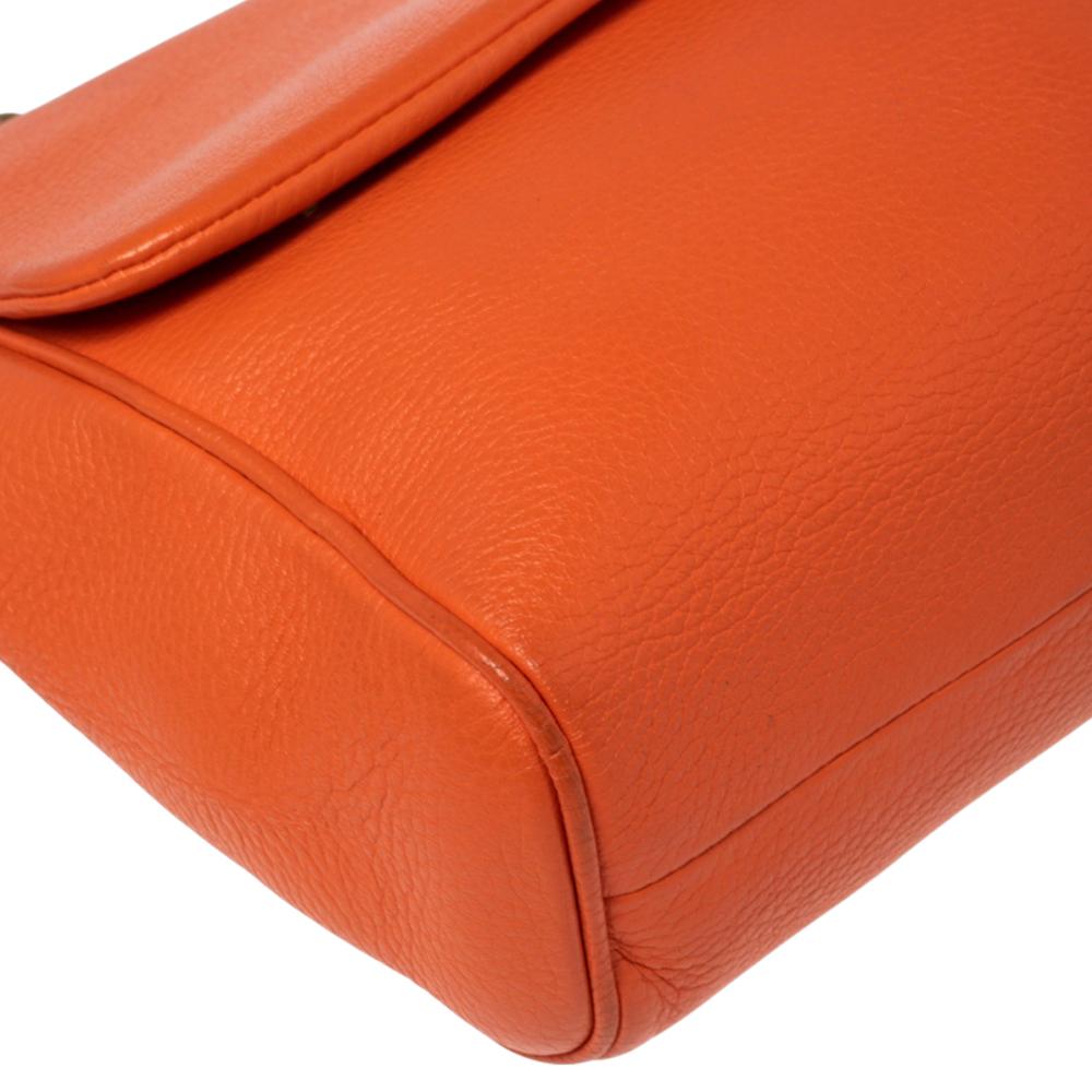 Dolce & Gabbana Orange Leather Miss Sicily Top Handle Bag 5