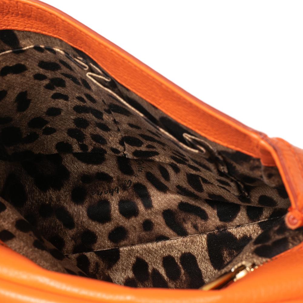 Women's Dolce & Gabbana Orange Leather Miss Sicily Top Handle Bag