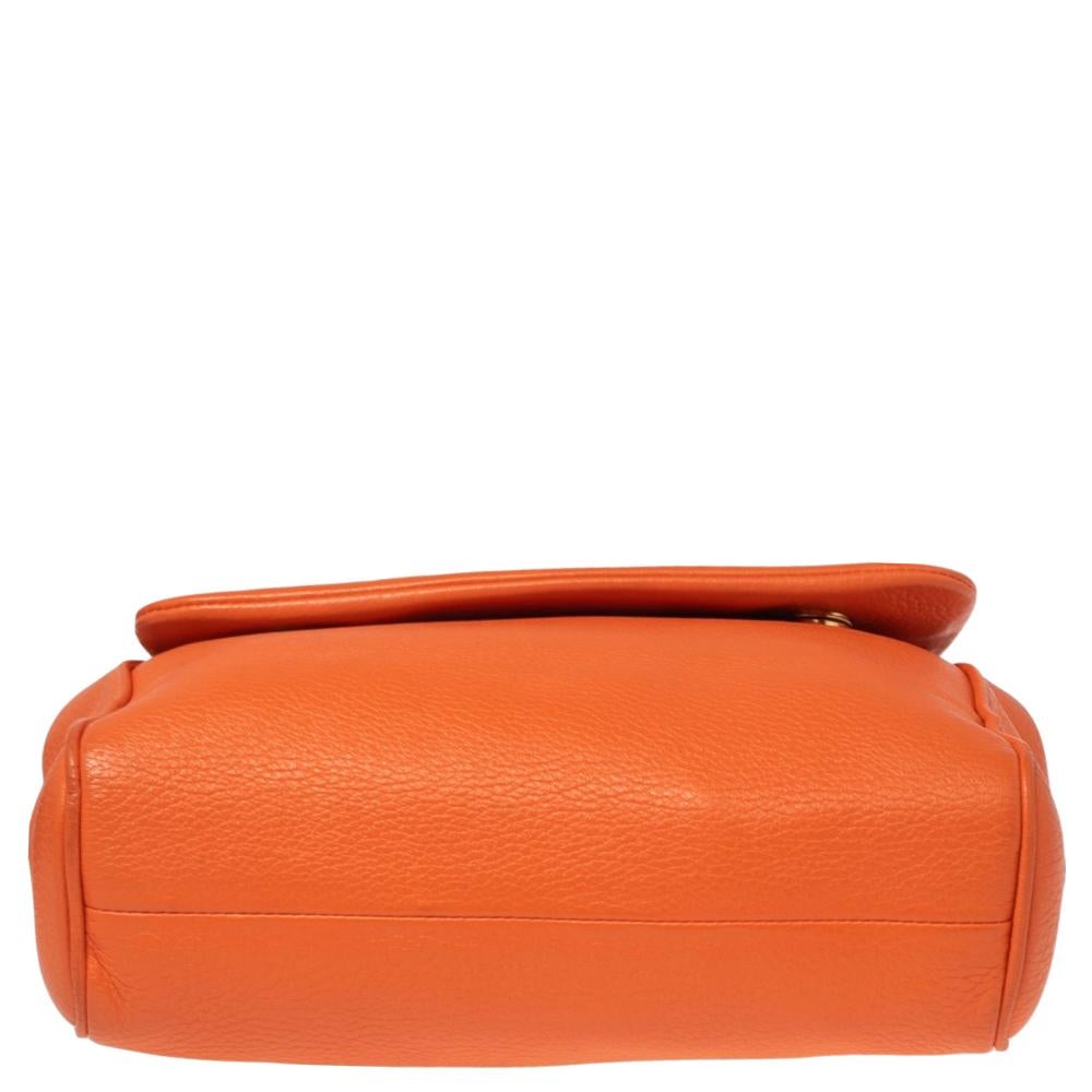 Dolce & Gabbana Orange Leather Miss Sicily Top Handle Bag 3