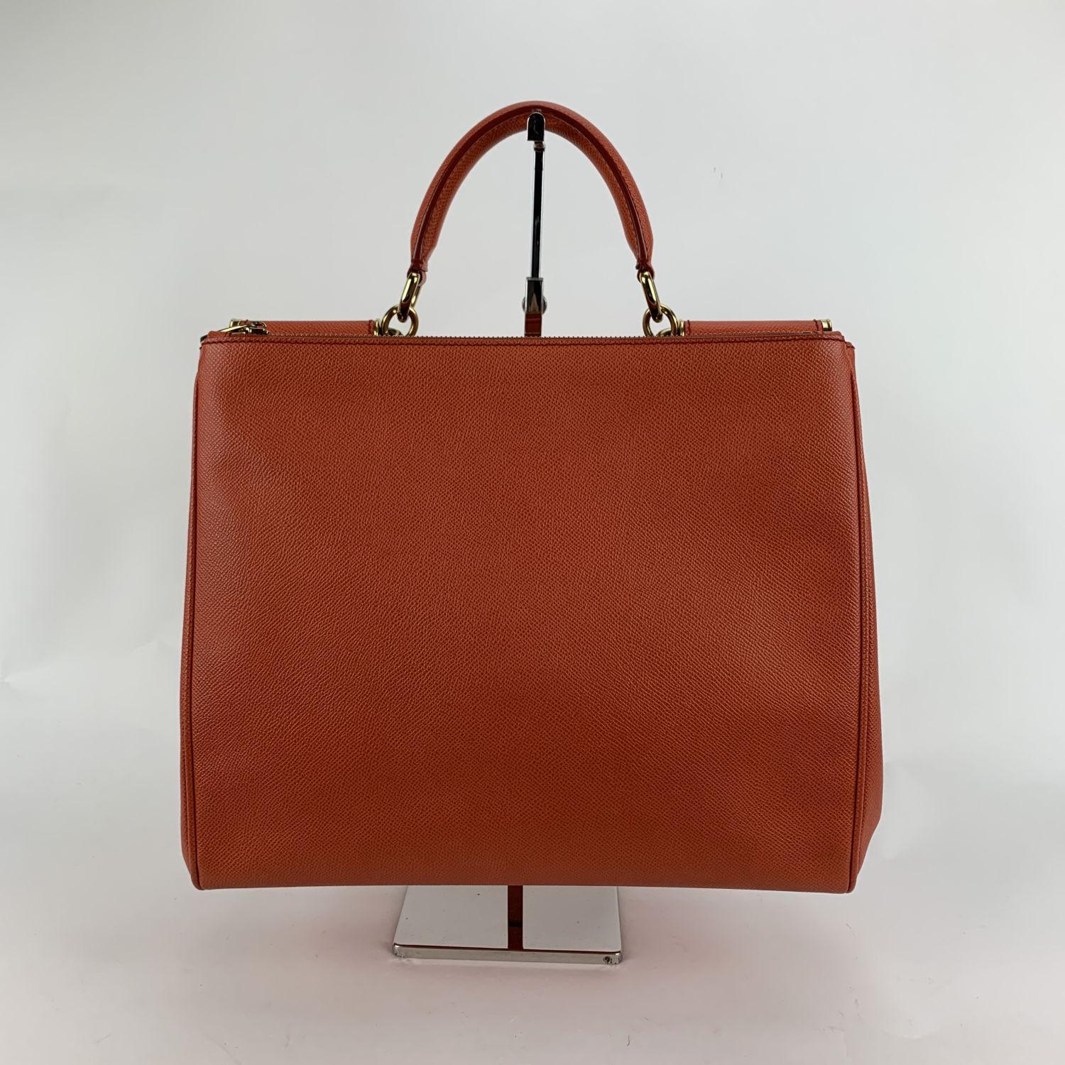 Women's Dolce & Gabbana Orange Leather Miss Sicily Tote Shopper Bag