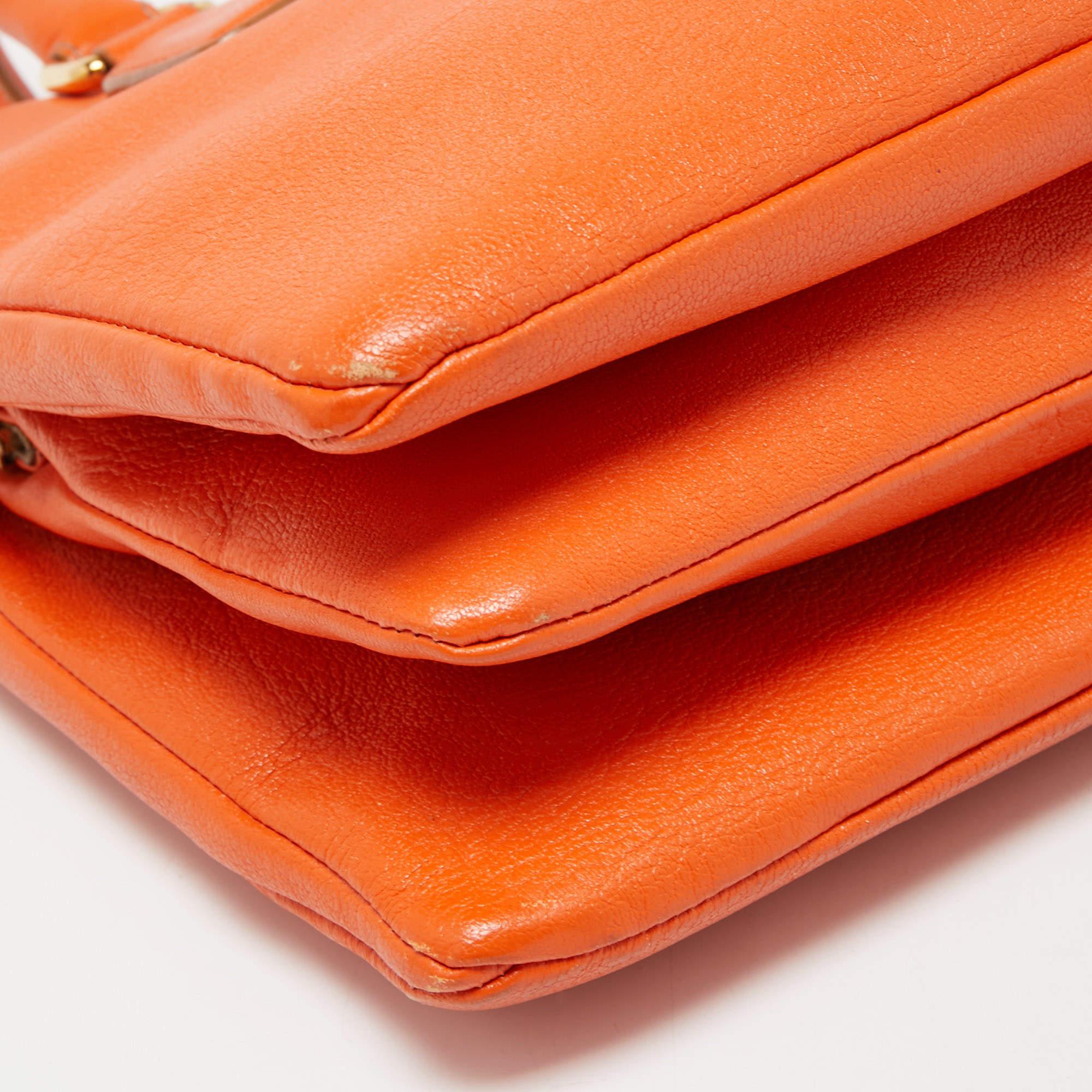 Dolce & Gabbana Orange Leather Twist Laptop Bag 6