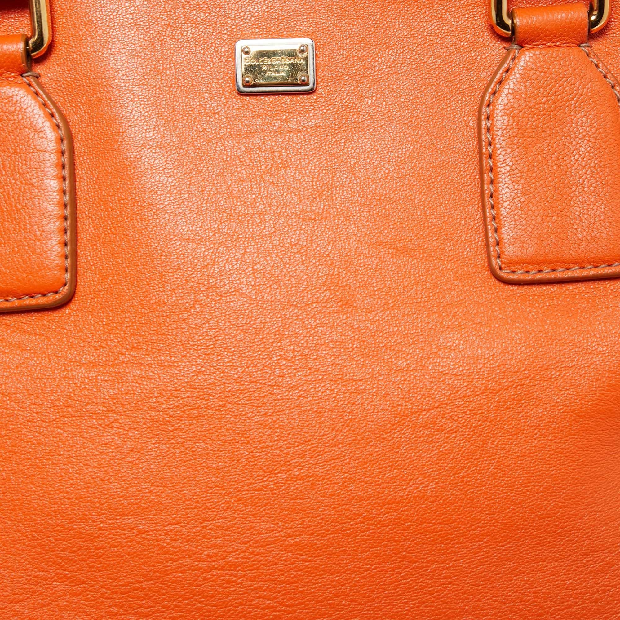 Dolce & Gabbana Orange Leather Twist Laptop Bag 8