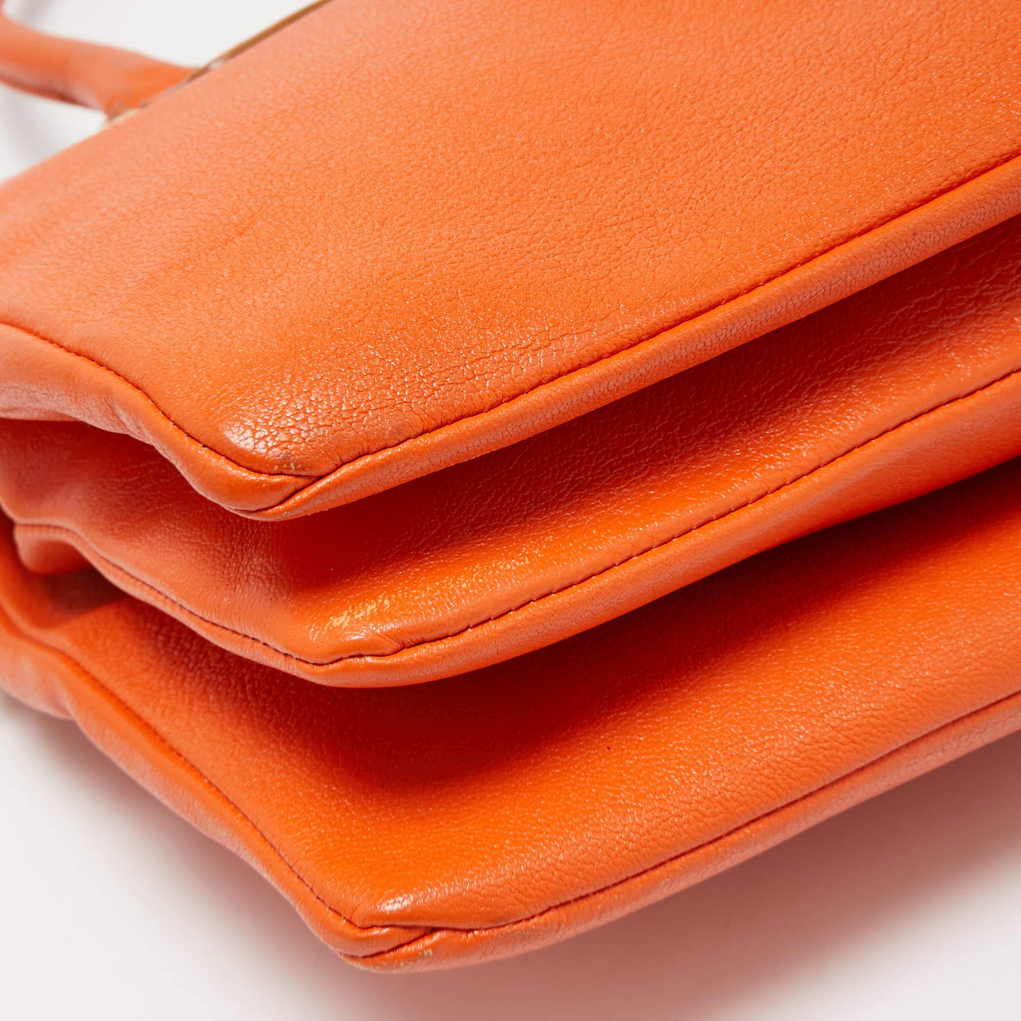 Dolce & Gabbana Orange Leather Twist Laptop Bag 9