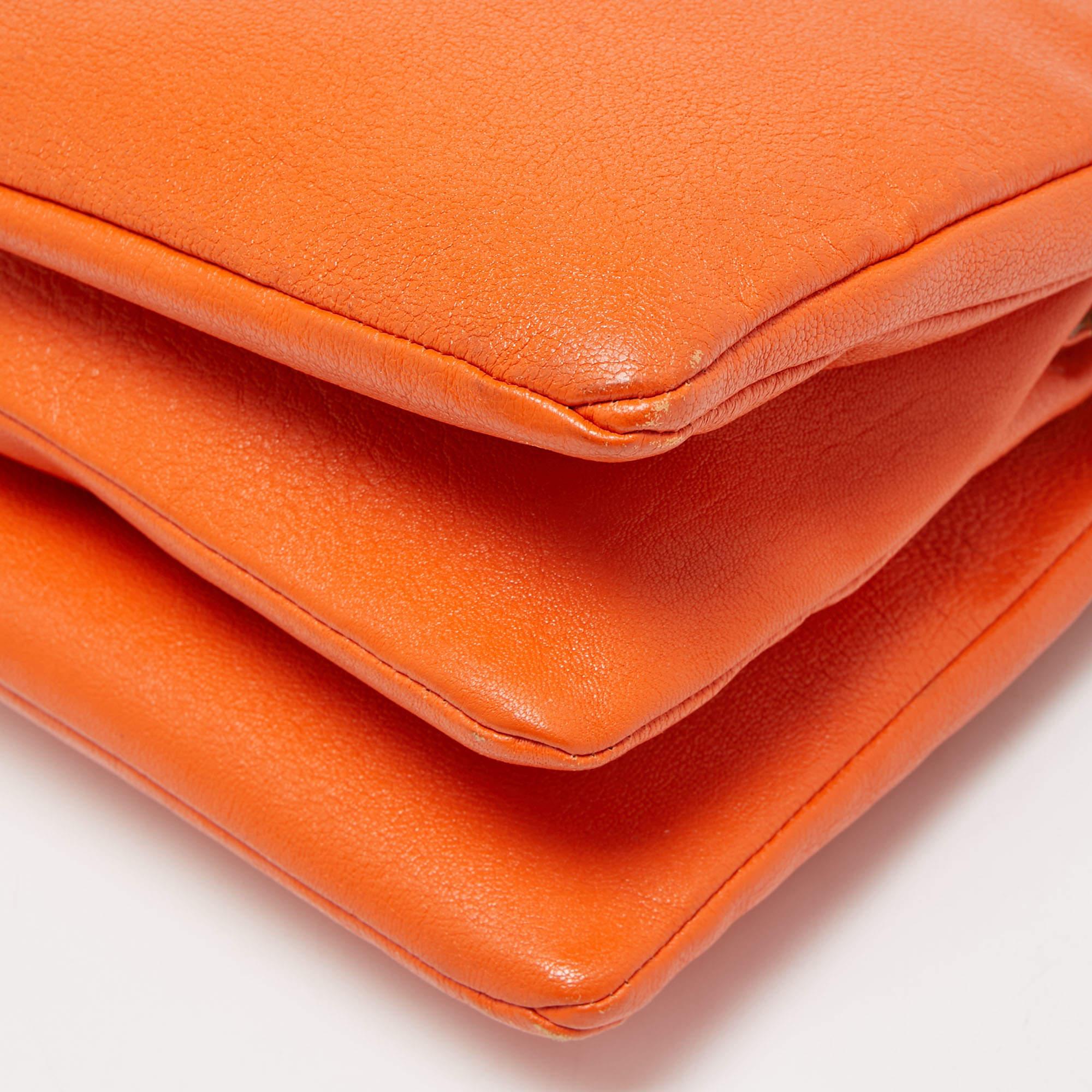 Dolce & Gabbana Orange Leather Twist Laptop Bag 10