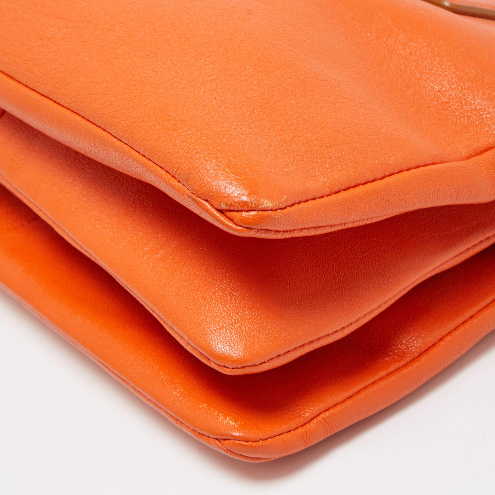 Dolce & Gabbana Orange Leather Twist Laptop Bag 13