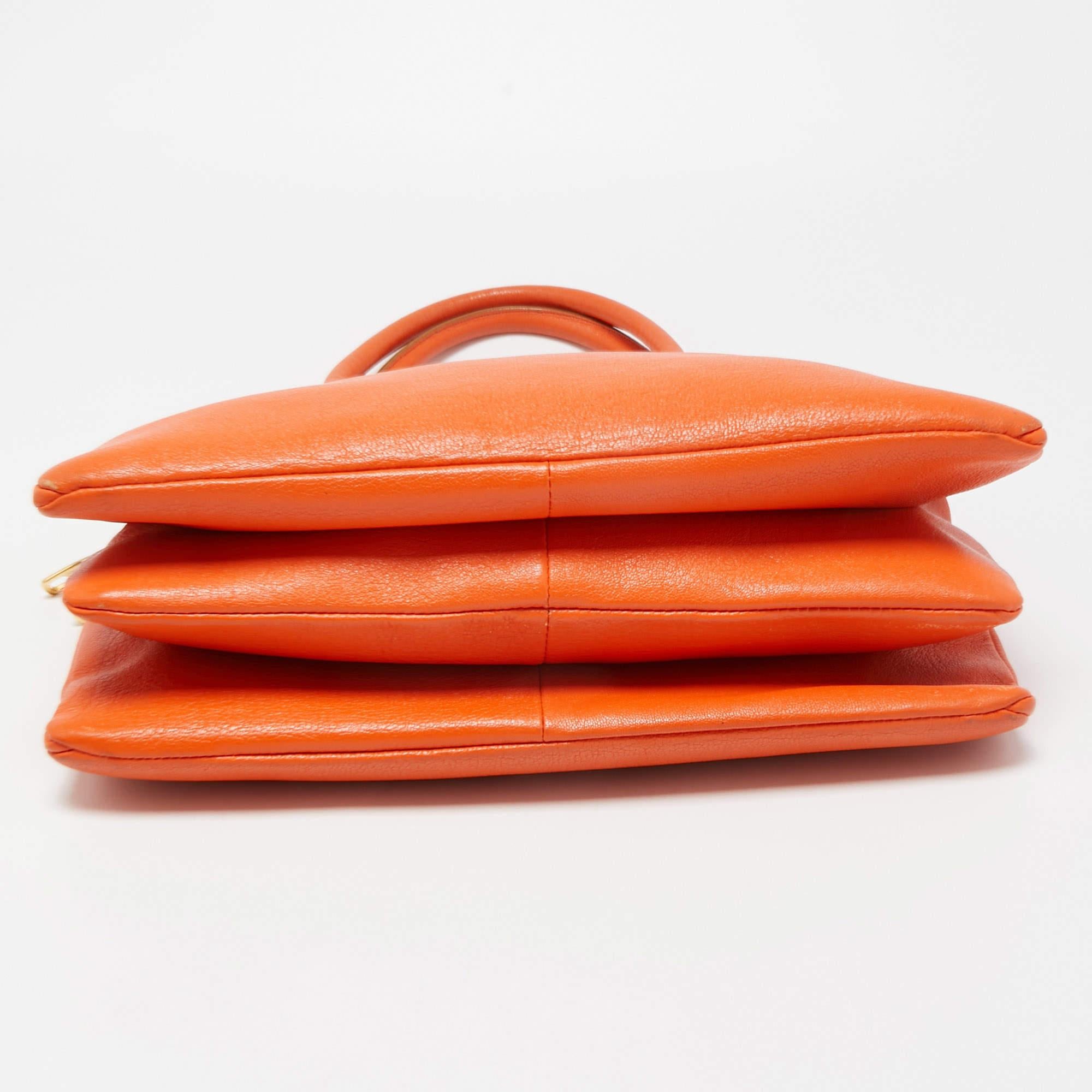 Dolce & Gabbana Orange Leather Twist Laptop Bag 1