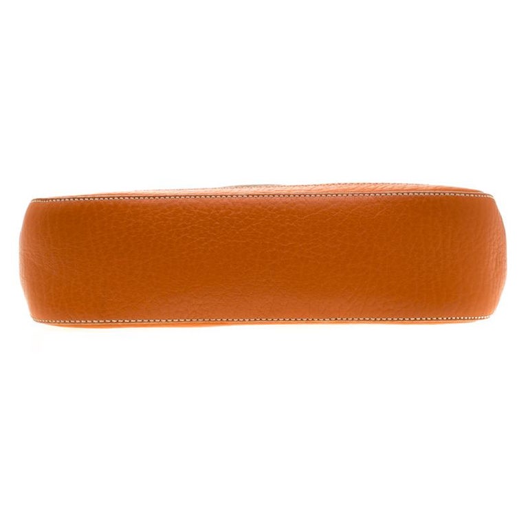 Dolce and Gabbana Orange Pebbled Leather Ring Shoulder Bag For Sale at ...
