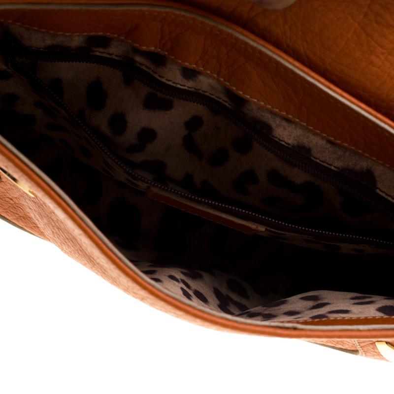 Dolce & Gabbana Orange Pebbled Leather Ring Shoulder Bag 3