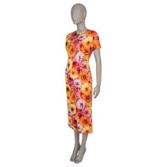 DOLCE & GABBANA orange pink yellow silk 2021 FLORAL MIDI Dress 42 M