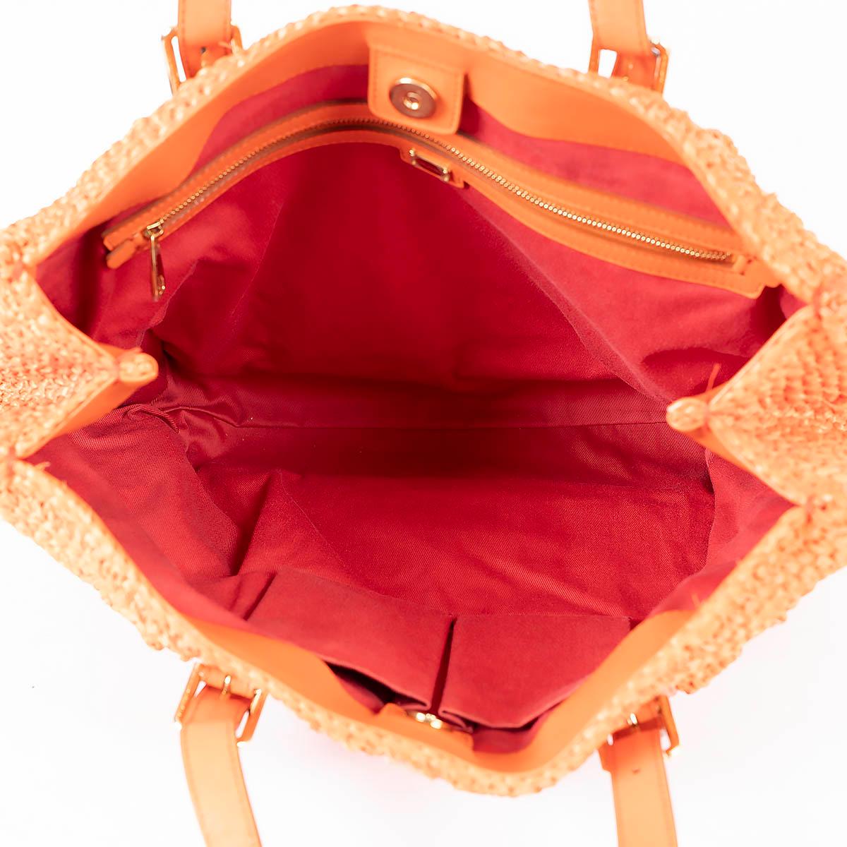 DOLCE & GABBANA orange raffia crochet ALMA Tote Bag For Sale 1