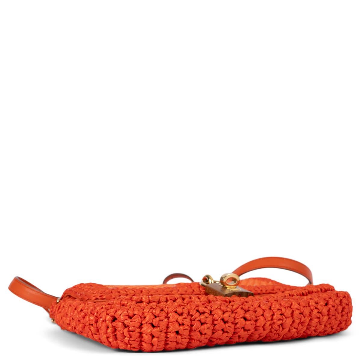 Women's DOLCE & GABBANA orange raffia crochet MISS BONITA Crossbody Bag For Sale