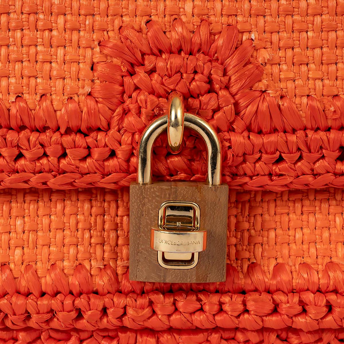DOLCE & GABBANA orange raffia crochet MISS BONITA Crossbody Bag For Sale 2