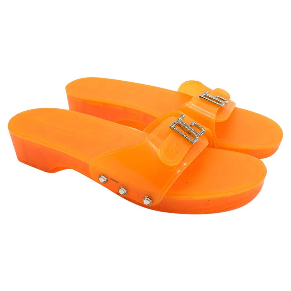 Dolce & Gabbana Orange Rubber Slides 38