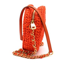 Dolce & Gabbana Orange Straw Round Crossbody Bag 20cm