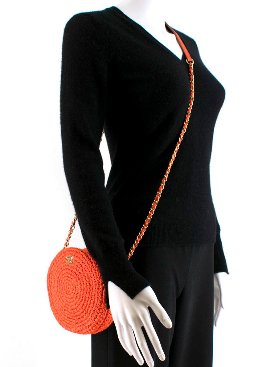 Women's Dolce & Gabbana Orange Straw Round Crossbody Bag 20cm For Sale