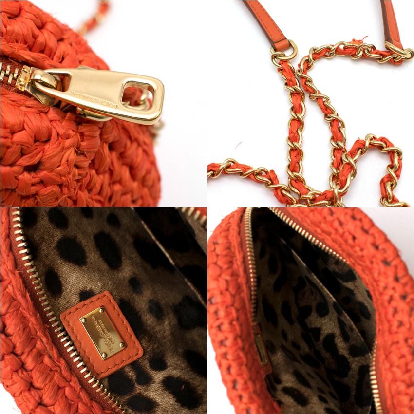 Dolce & Gabbana Orange Straw Round Crossbody Bag 20cm For Sale 1