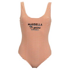 Dolce & Gabbana Orange White I love You Marbella Swimsuit Swimwear Beachwear DG