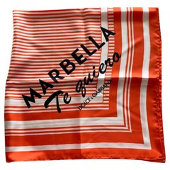 Dolce & Gabbana Orange White Silk I Love Marbella Striped Square Scarf Bandeau