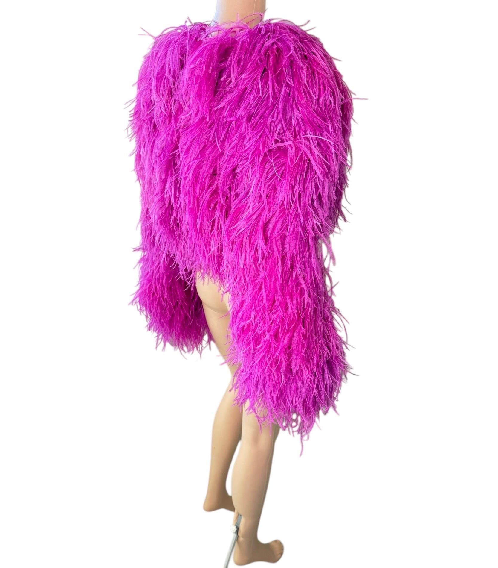 Dolce & Gabbana Ostrich Feather Embellished Cropped Bolero Jacket Coat 5
