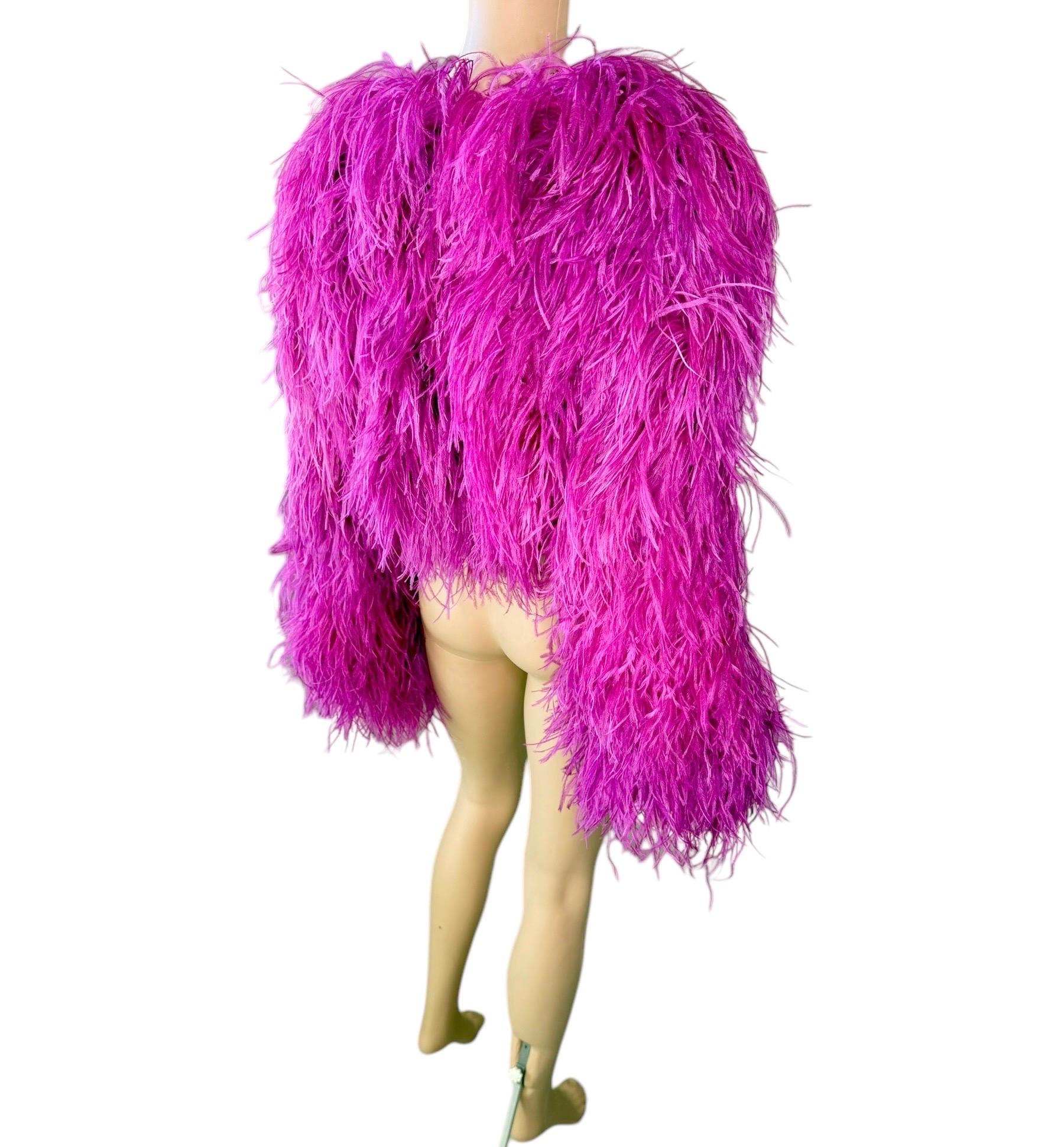 Dolce & Gabbana Ostrich Feather Embellished Cropped Bolero Jacket Coat 7