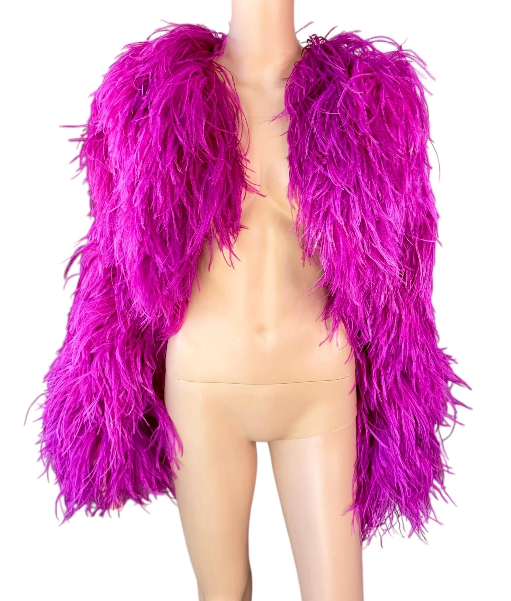 Dolce & Gabbana Ostrich Feather Embellished Cropped Bolero Jacket Coat In Excellent Condition In Naples, FL