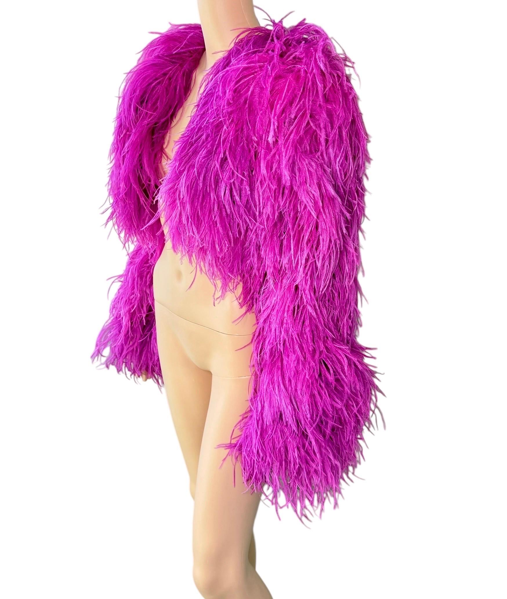 Women's Dolce & Gabbana Ostrich Feather Embellished Cropped Bolero Jacket Coat