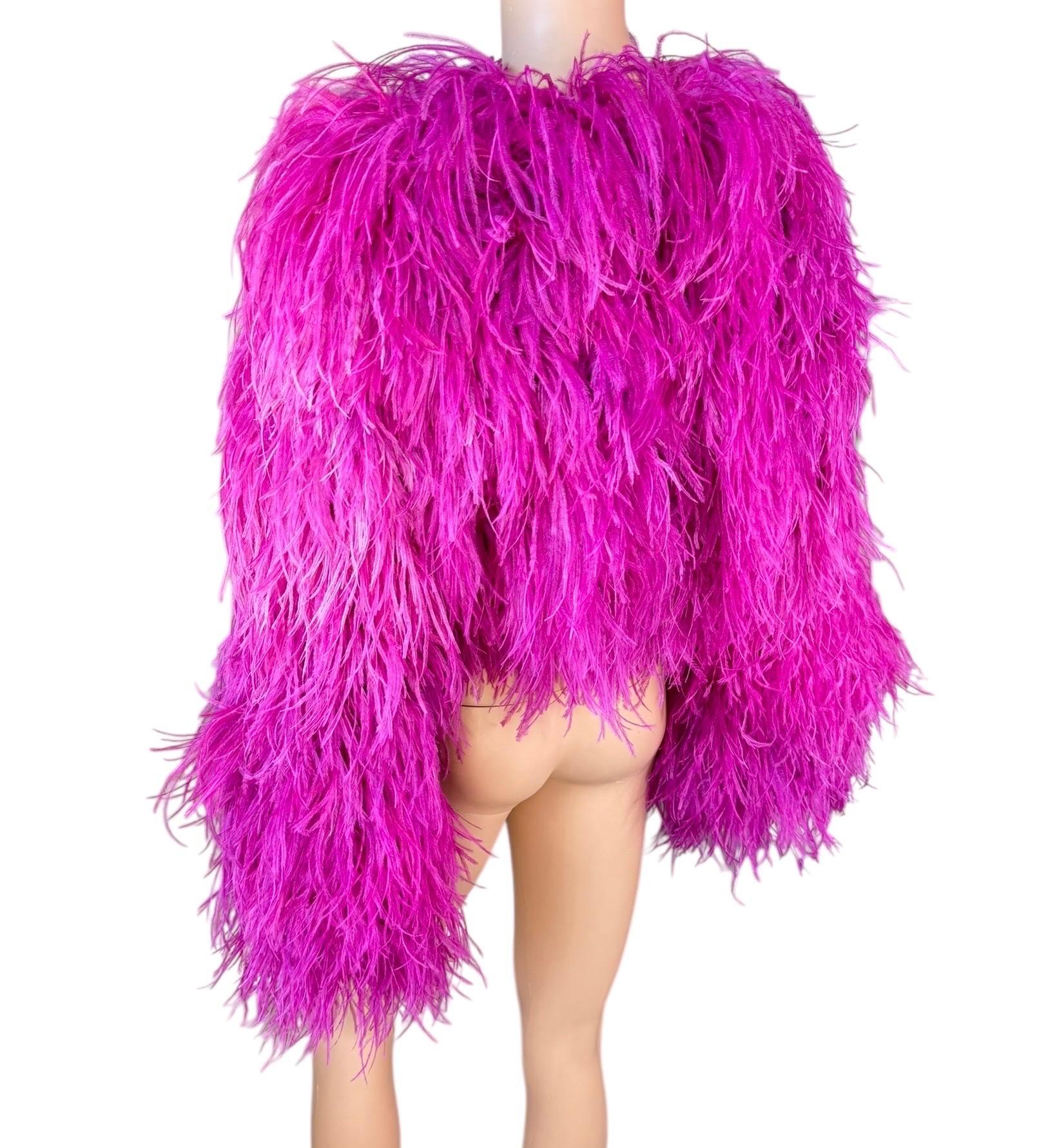 Dolce & Gabbana Ostrich Feather Embellished Cropped Bolero Jacket Coat 1