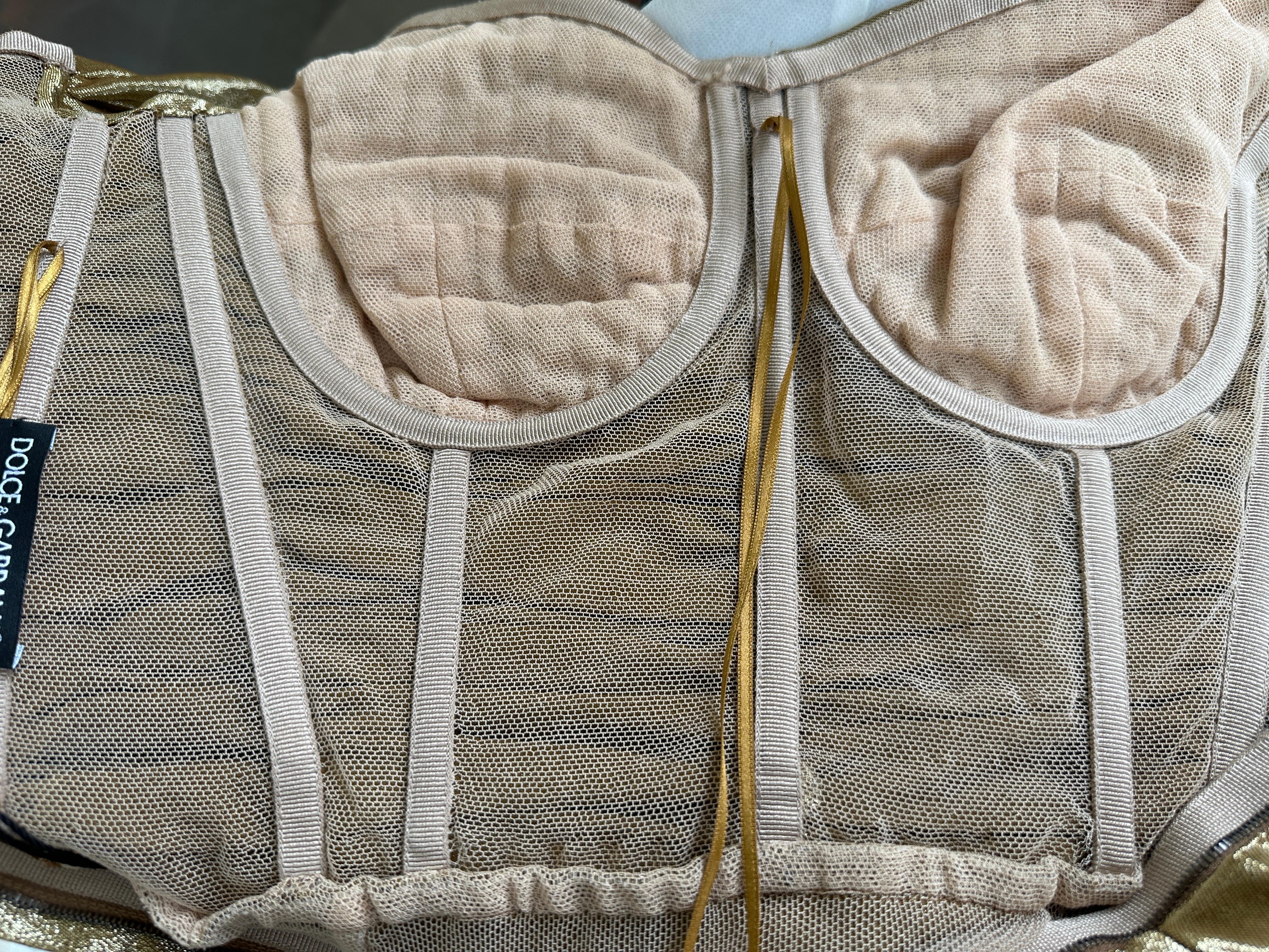Dolce & Gabbana Outstanding Vintage Metallic Gold Ruched Cocktail Dress In Excellent Condition In Cloverdale, CA