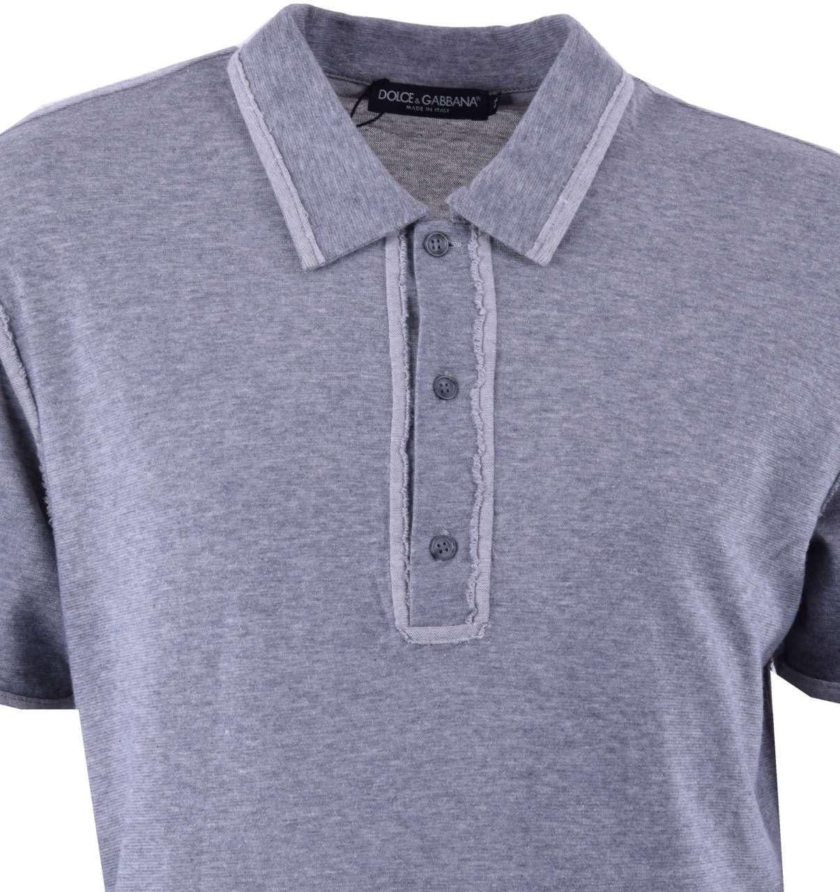Dolce & Gabbana - Oversize Cotton Polo Shirt Gray 52 In Excellent Condition For Sale In Erkrath, DE