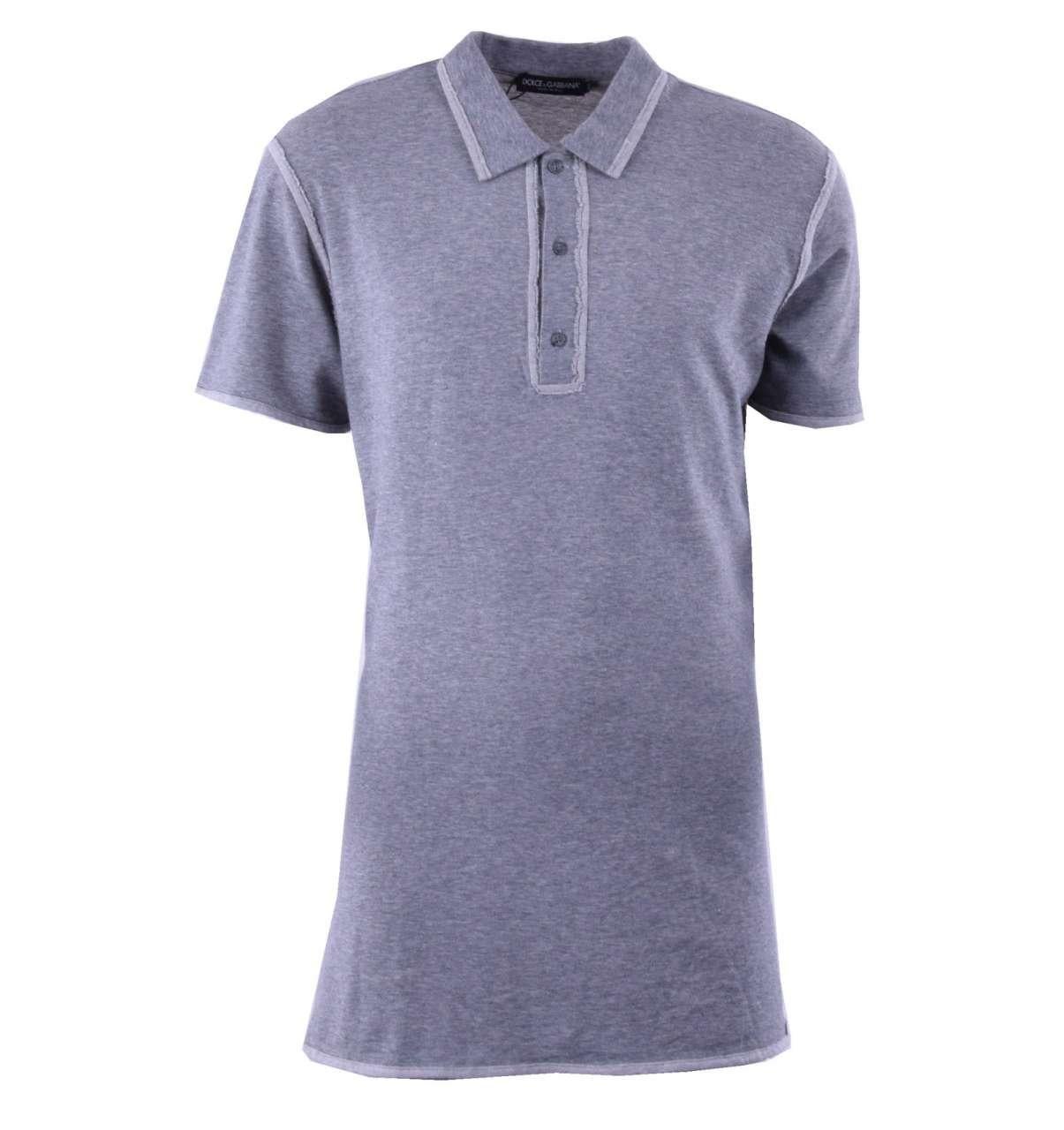 Men's Dolce & Gabbana - Oversize Cotton Polo Shirt Gray 52 For Sale