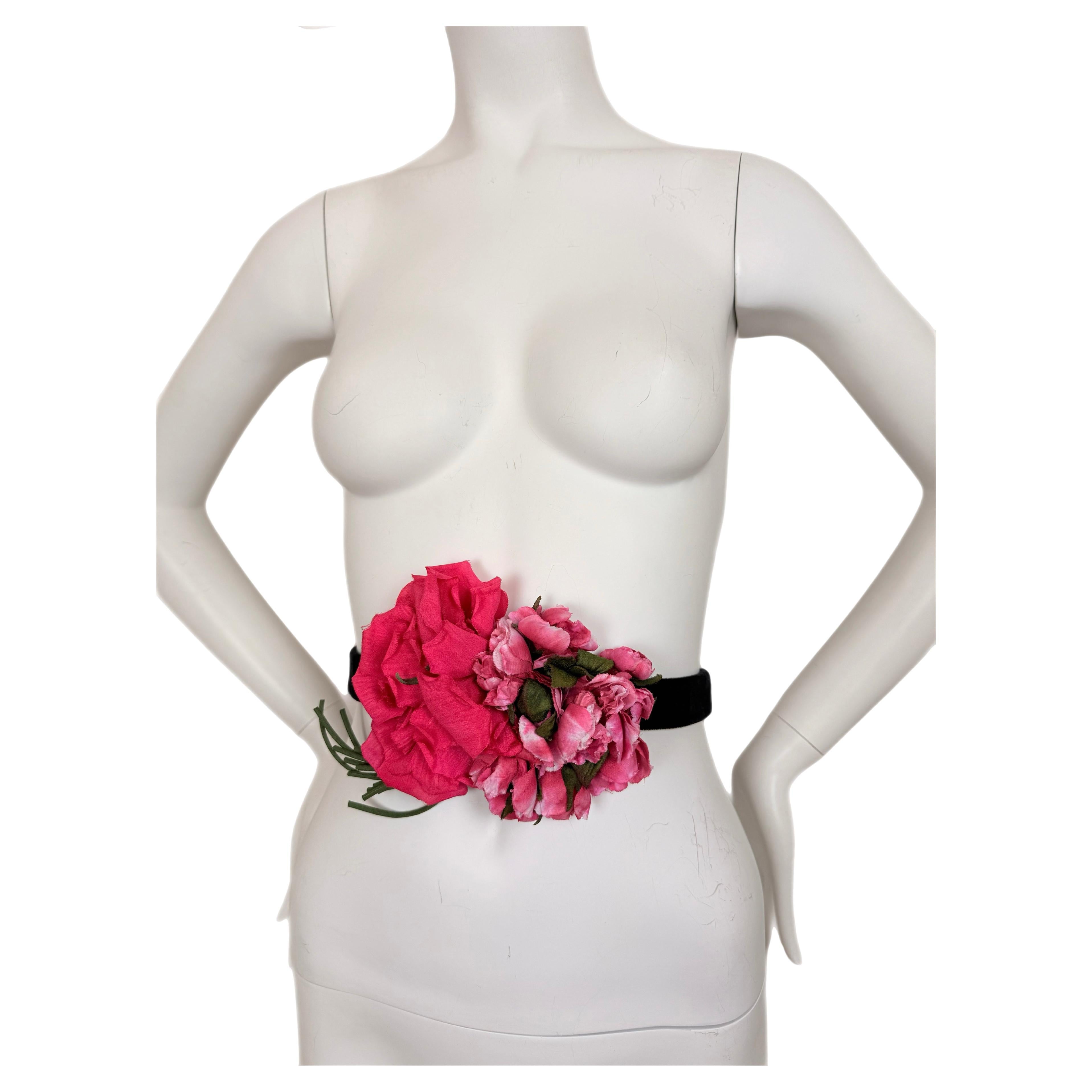 DOLCE & GABBANA Oversized Magenta Flower Petal Pink Belt