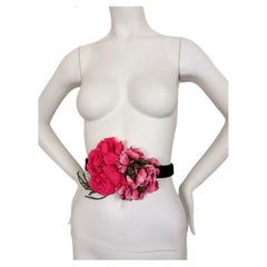 DOLCE & GABBANA Oversized Magenta Flower Petal Pink Belt