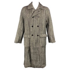 DOLCE & GABBANA Oversized Size 38 Black & White Herringbone Double Breasted Coat