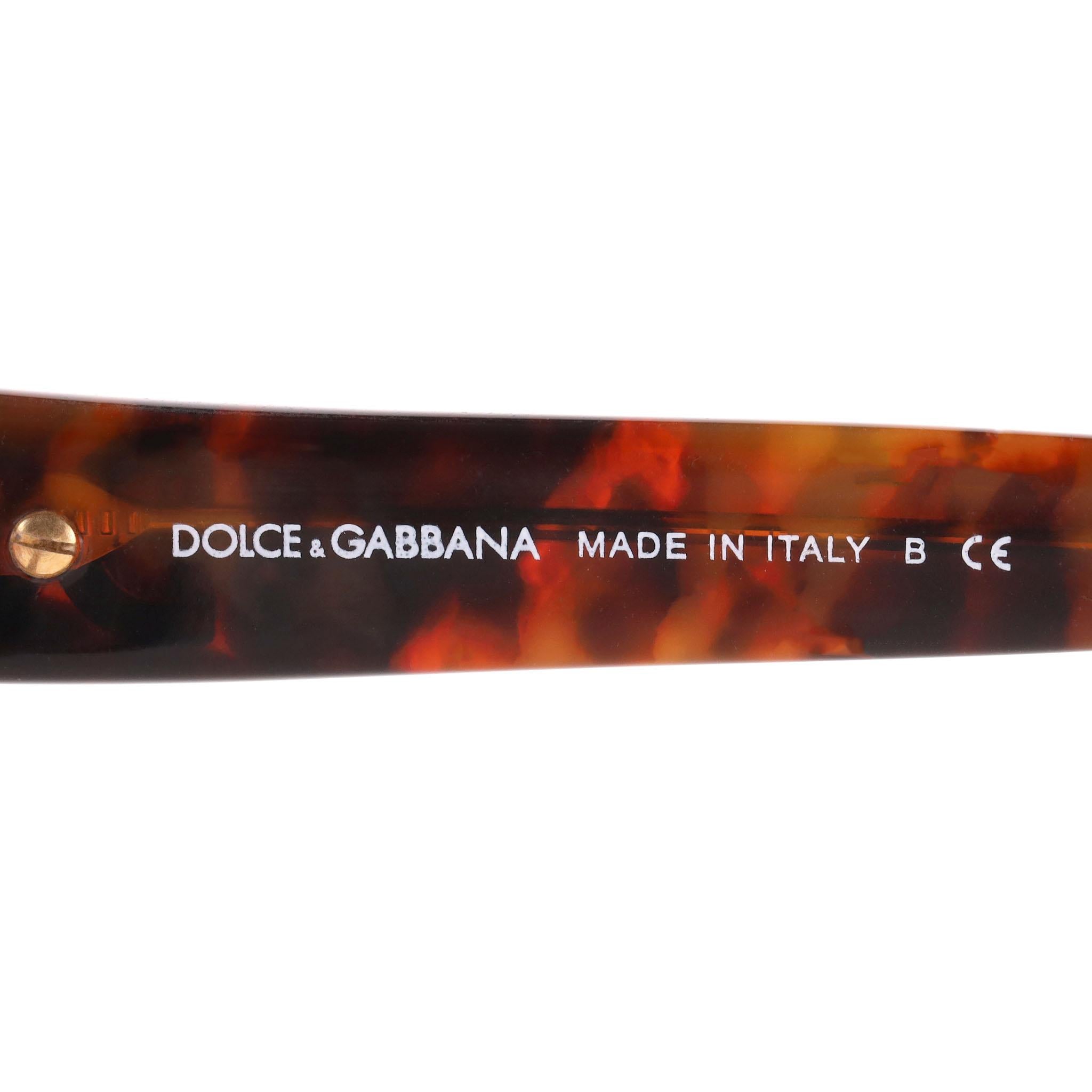 Dolce & Gabbana Lunettes de soleil surdimensionnées avec branches en écailles de tortue en vente 3