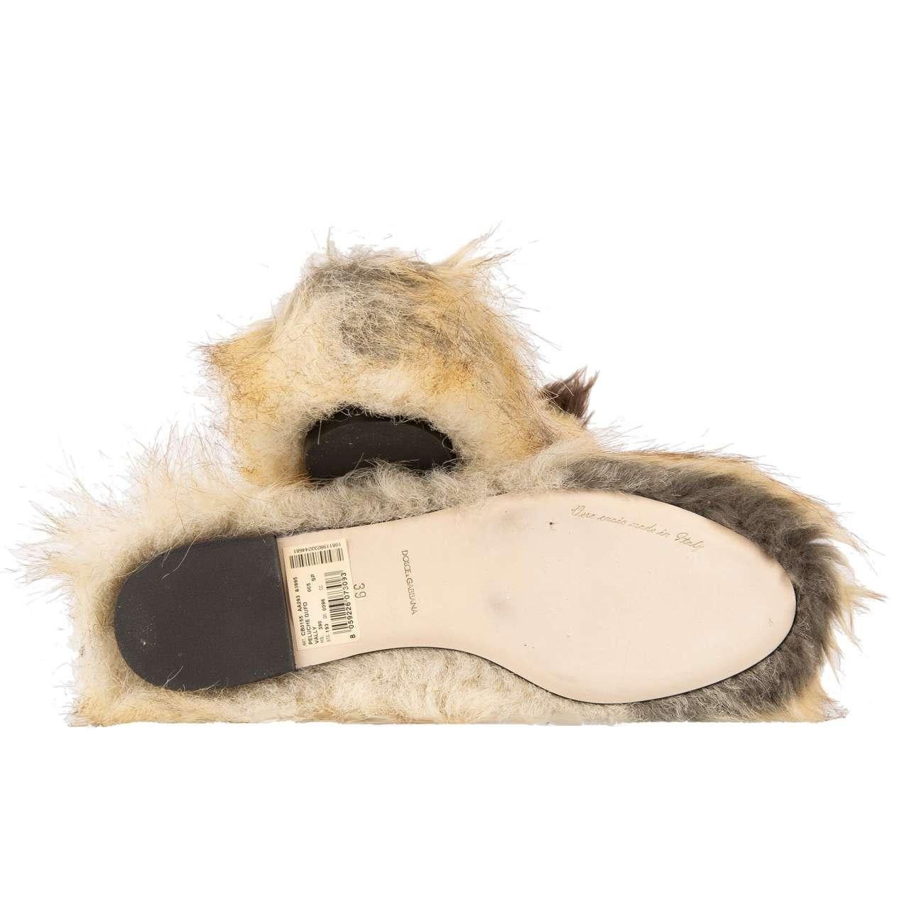 Dolce & Gabbana - Owl Toy Eco Faux Fur Ballet Flats VALLY Brown 39.9 For Sale 2