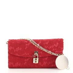 Dolce & Gabbana Padlock Chain Clutch Lace and Satin