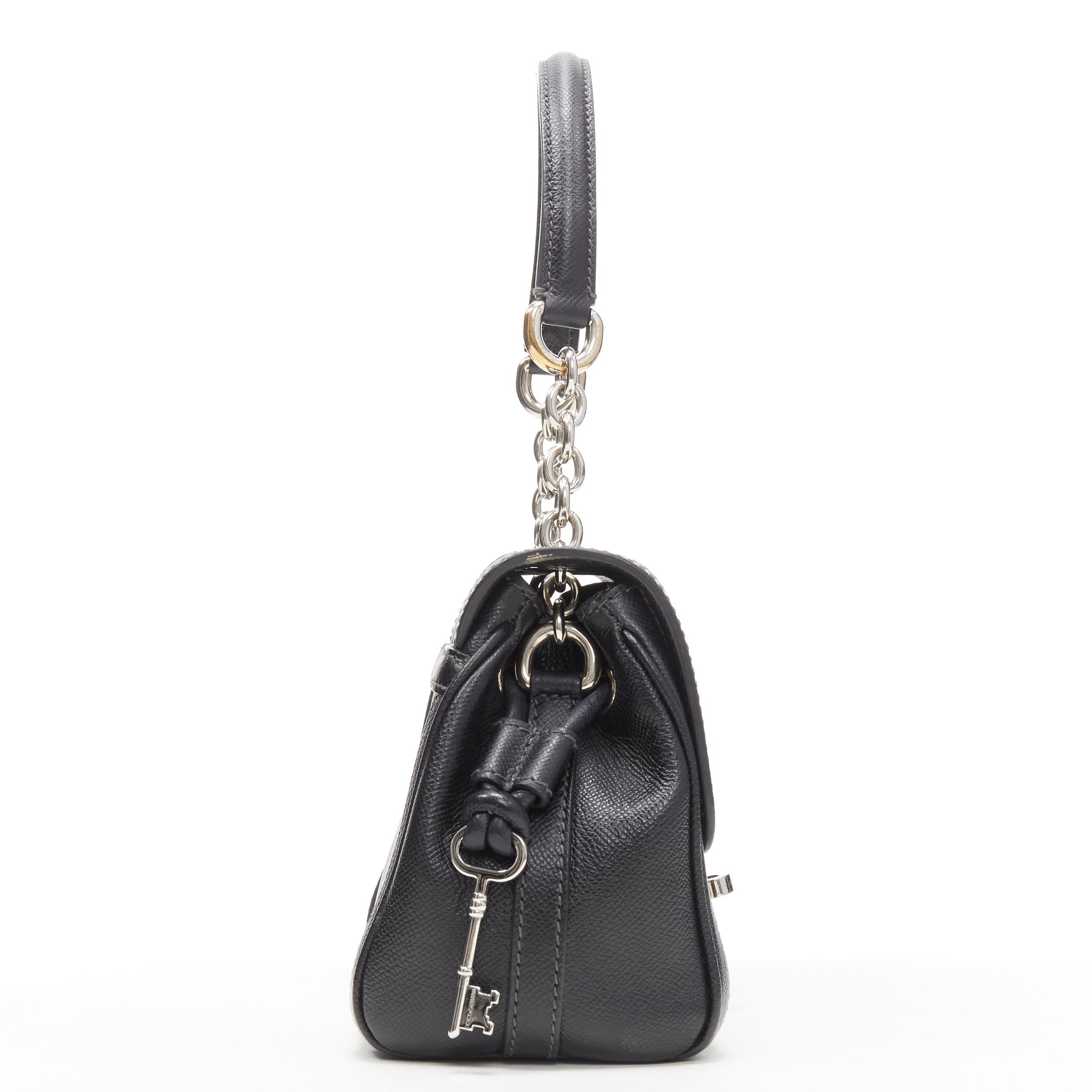 DOLCE GABBANA Padlock turnlock black silver flap chain handle crossbody satchel In Good Condition In Hong Kong, NT