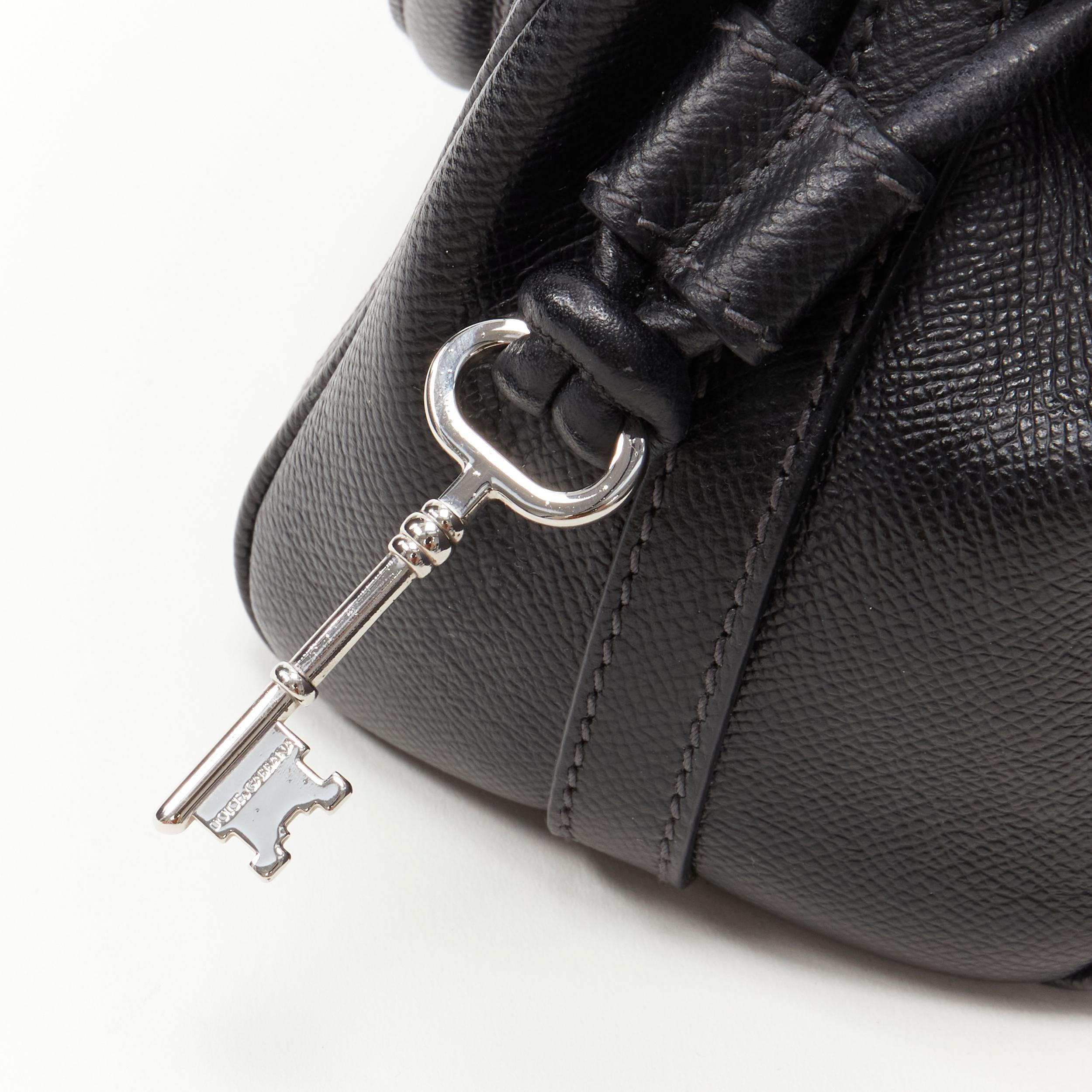 DOLCE GABBANA Padlock turnlock black silver flap chain handle crossbody satchel 3