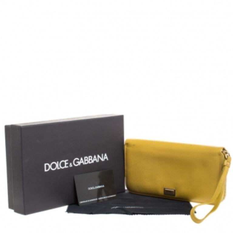 Cartera con cremallera Dolce & Gabbana Paglia de piel amarilla en venta 5