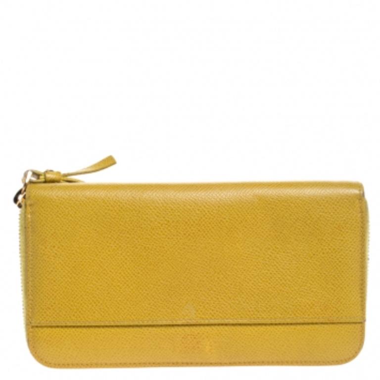 Cartera con cremallera Dolce & Gabbana Paglia de piel amarilla en venta 2