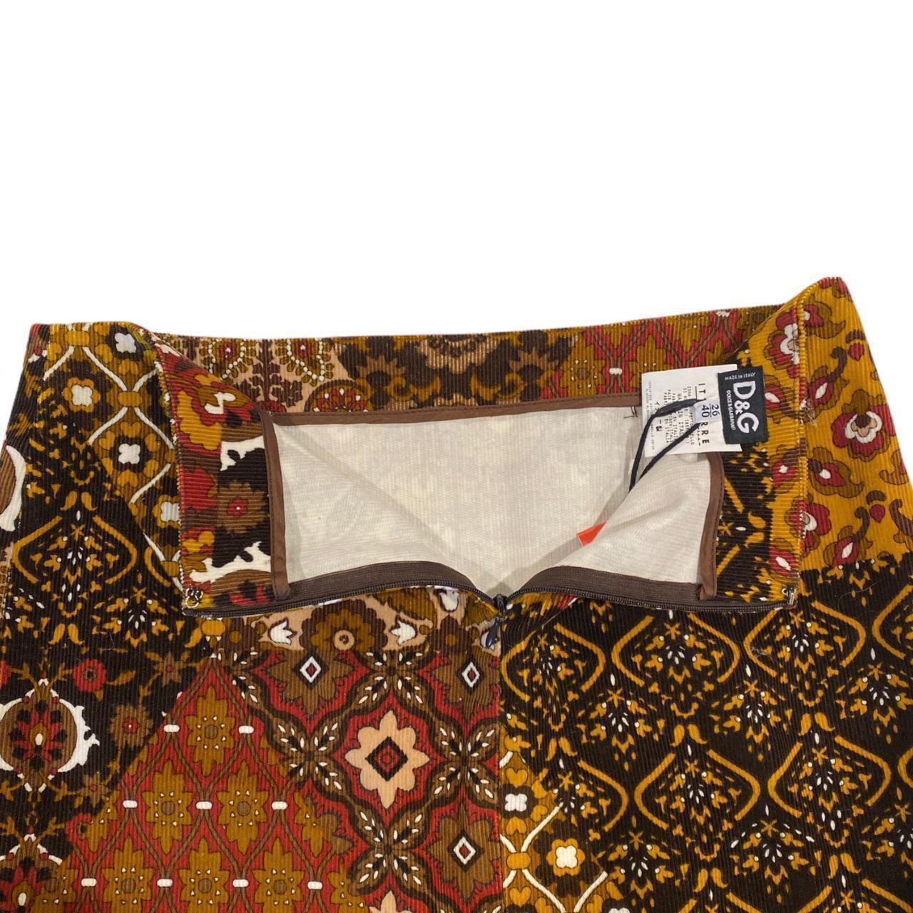 Dolce & Gabbana Paisley Floral Patchwork Corduroy Skirt For Sale 3