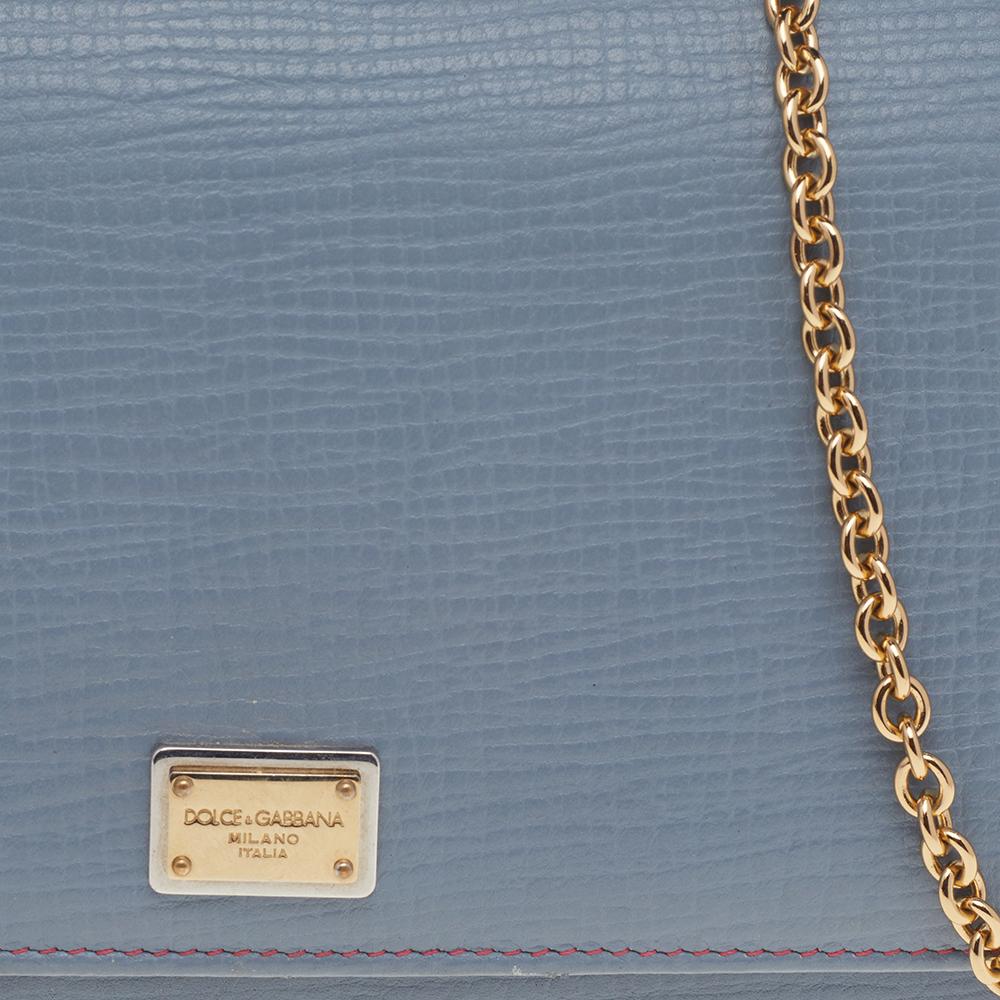 Dolce & Gabbana Pale Blue/Red Leather Miss Sicily Wallet on Chain 1