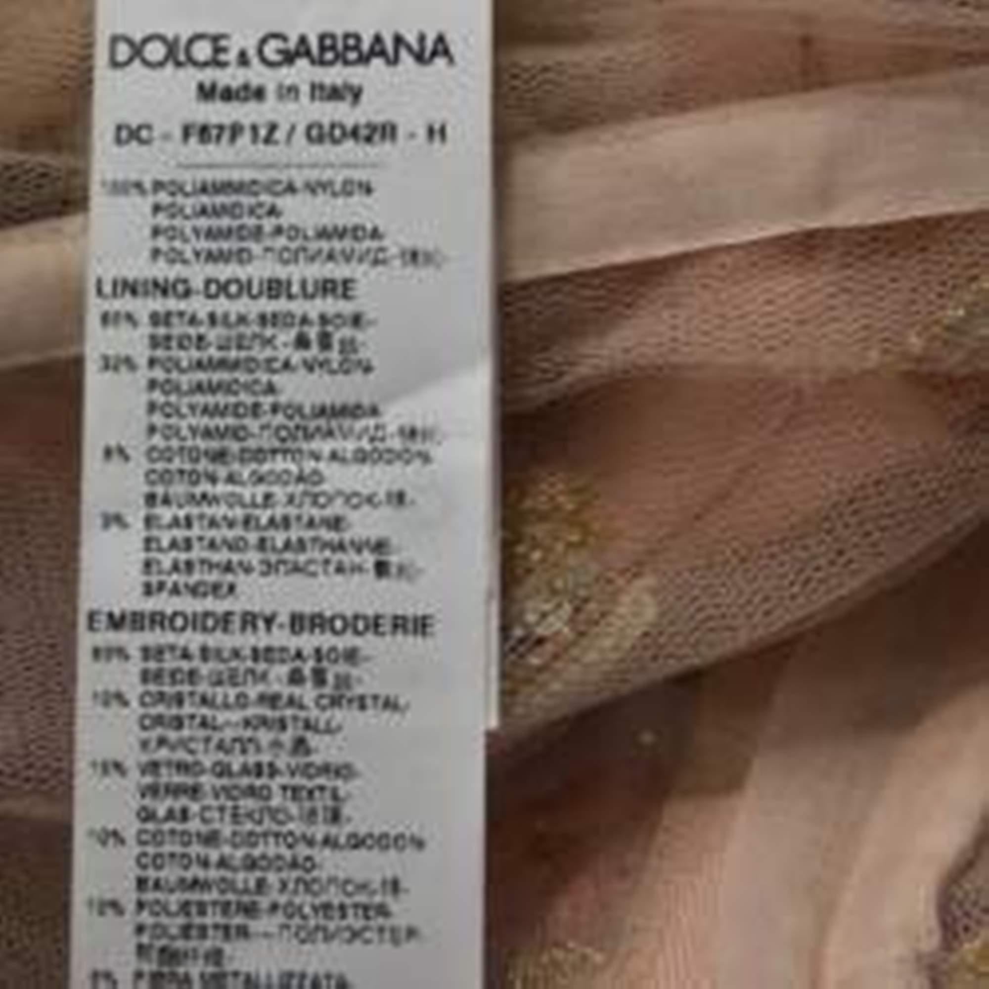 Beige Dolce & Gabbana Pale Pink Embellished Floral Applique Tulle Corset Dress M