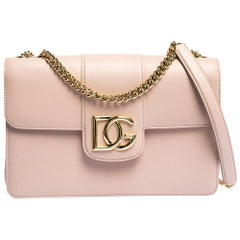 Dolce & Gabbana Pale Pink Leather DG Millennials Shoulder Bag