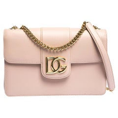 Dolce & Gabbana Pale Pink Leather DG Millennials Shoulder Bag