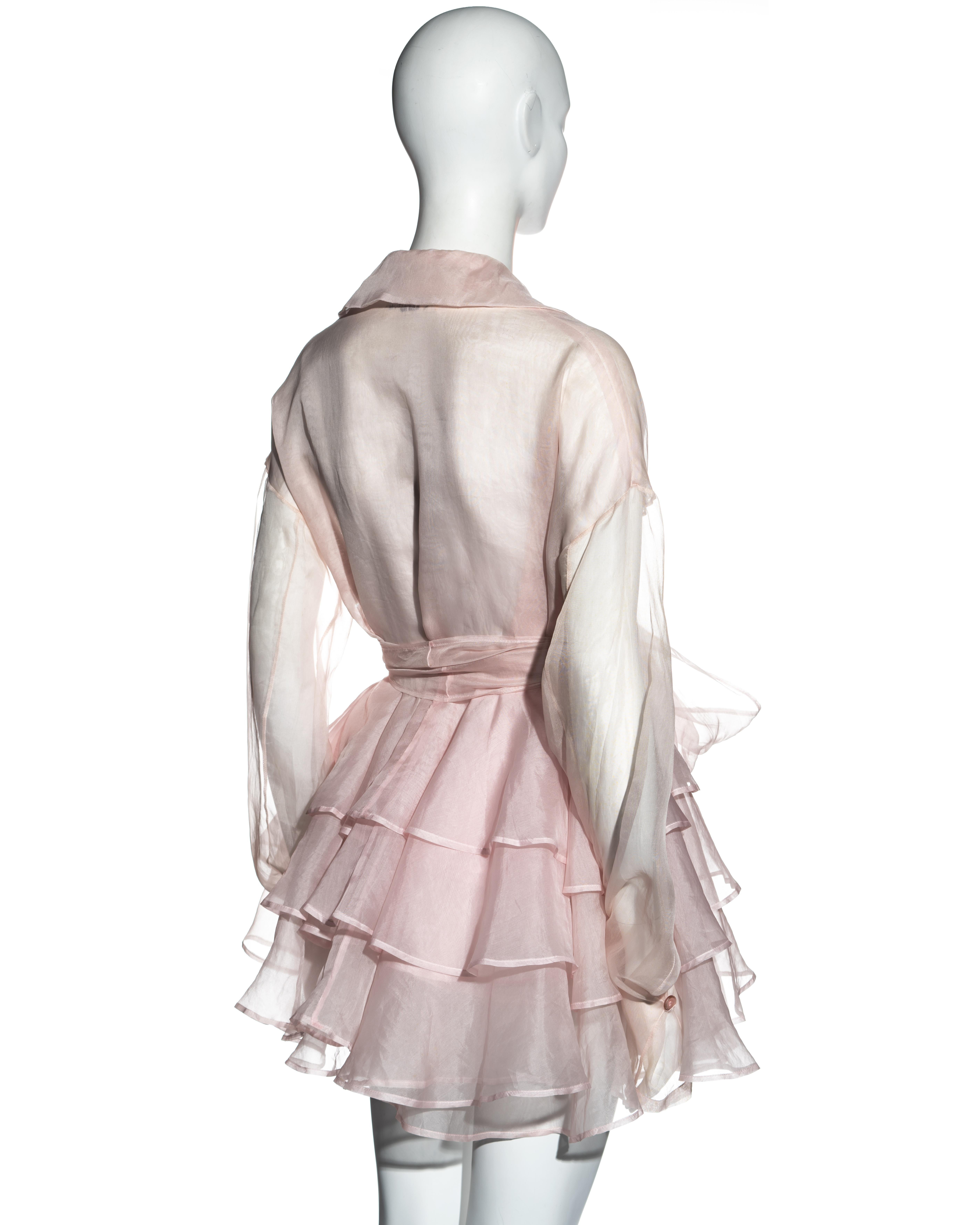 Gray Dolce & Gabbana pale pink silk organza ruffled coat dress, ss 1992