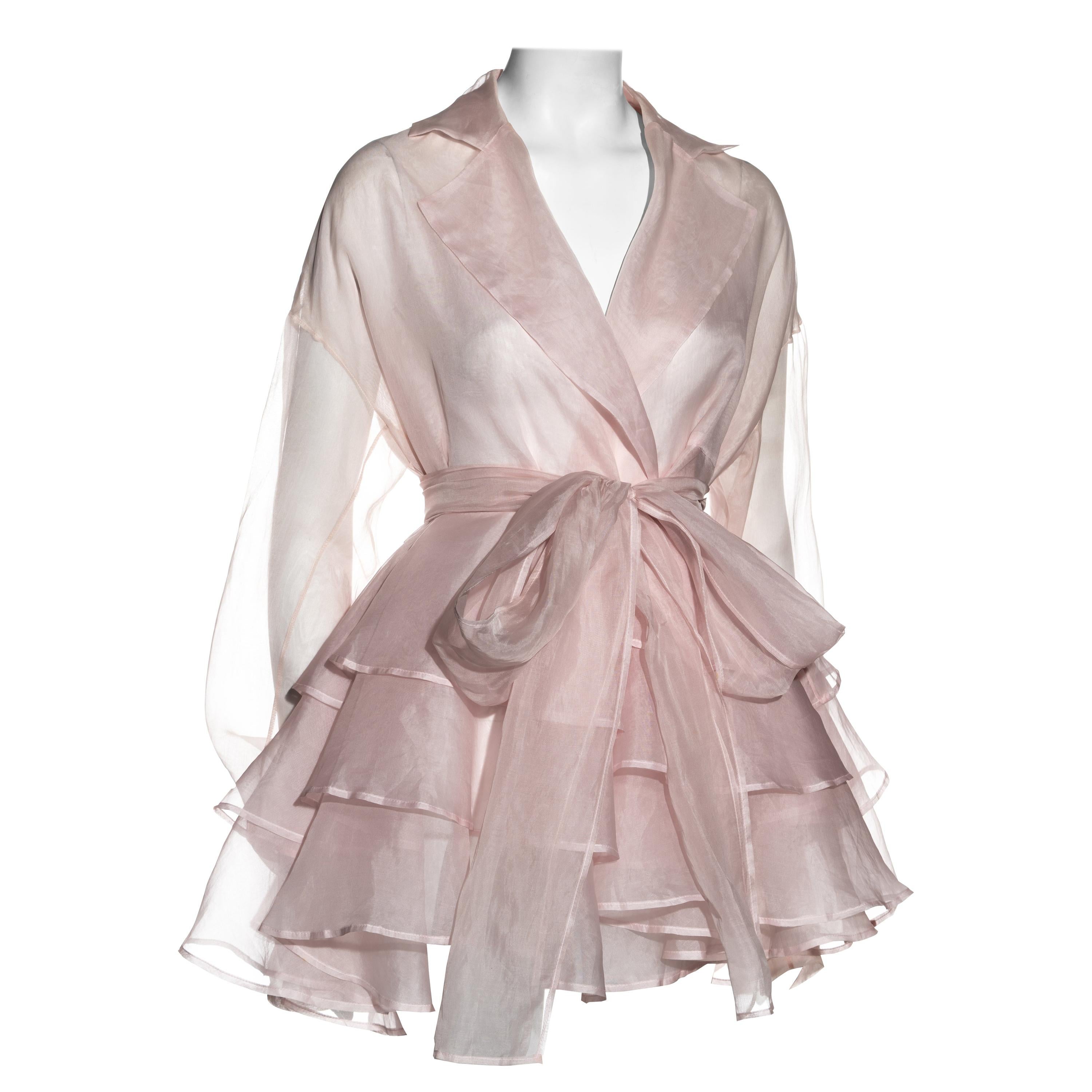 Dolce & Gabbana pale pink silk organza ruffled coat dress, ss 1992
