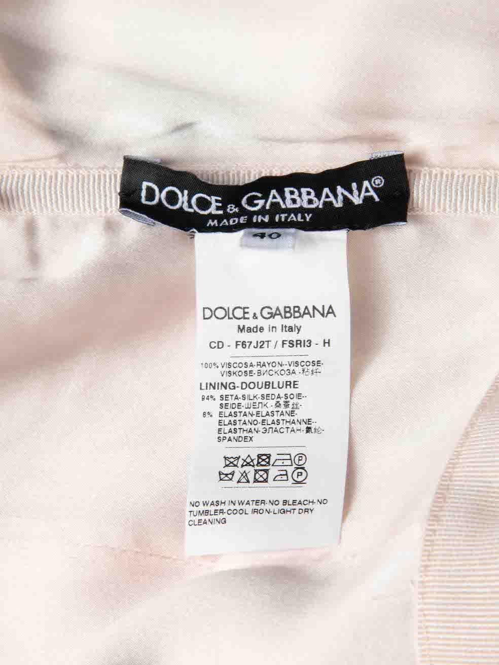 Women's Dolce & Gabbana Pale Pink Silk Rose Fitted Dress Size S